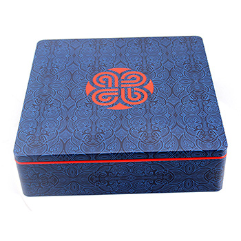 高級藍色月餅盒鐵盒包裝_方形馬口鐵月餅鐵盒包裝定制工廠
